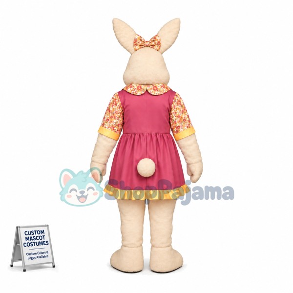 Pretty White Bunny Girl Mascot Costume Suit Fancy Dress 