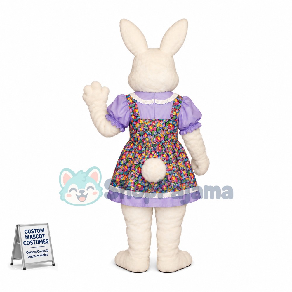 Lovely White Bunny Girl Mascot Costume Suit Fancy Dress 
