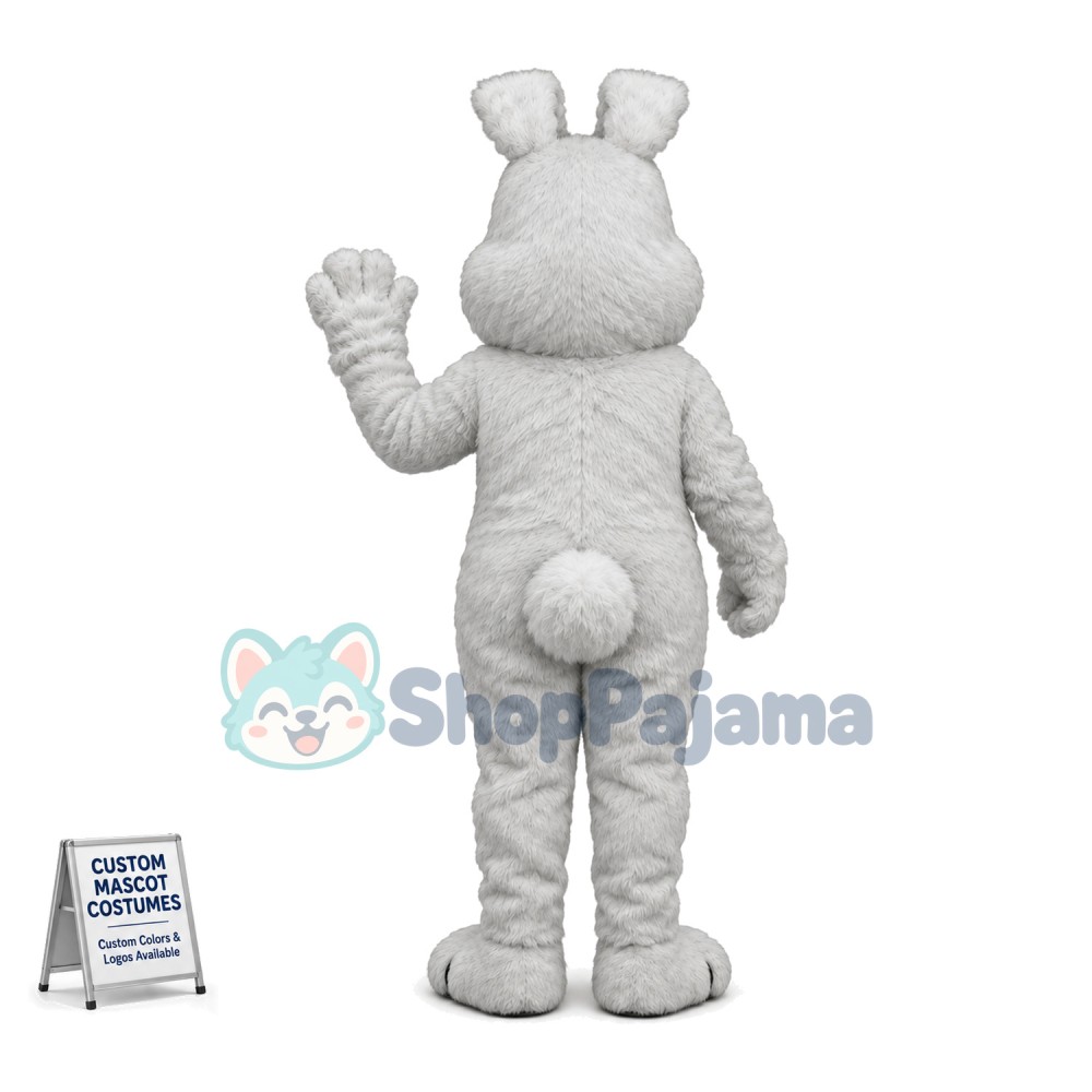 Adult Plush Gray Bunny Mascot Costume 