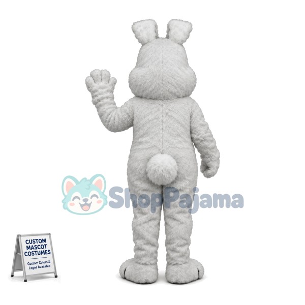 Adult Plush Gray Bunny Mascot Costume 