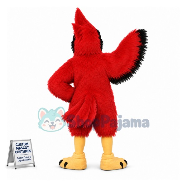 Screaming Cardinal Bird Long Fur Mascot Costume 