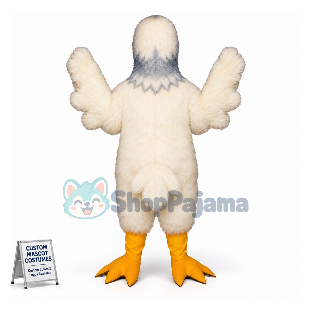 White Duck Long Fur Mascot Costume