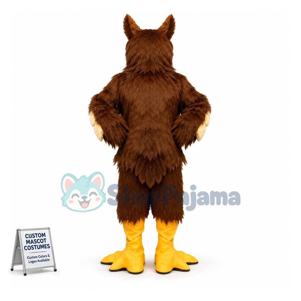 Brown Great Horned Owl  Long Fur Mascot Costume
