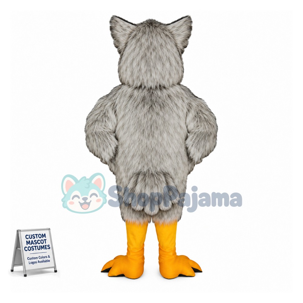 Light Grey Owl Long Fur Mascot Costume	
