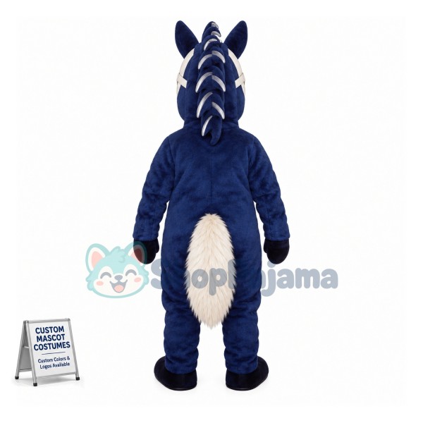 Armored Blue Horse Mascot Costume 