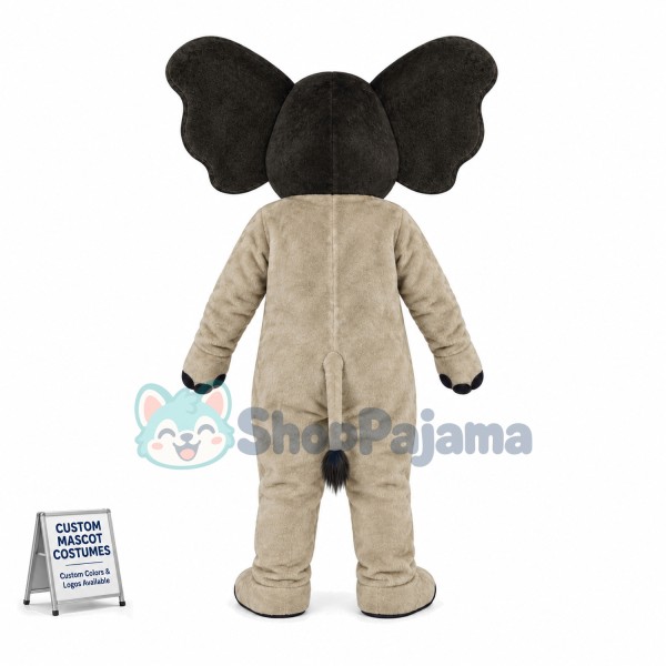Smiling Beige African Elephant Lightweight Mascot Costume