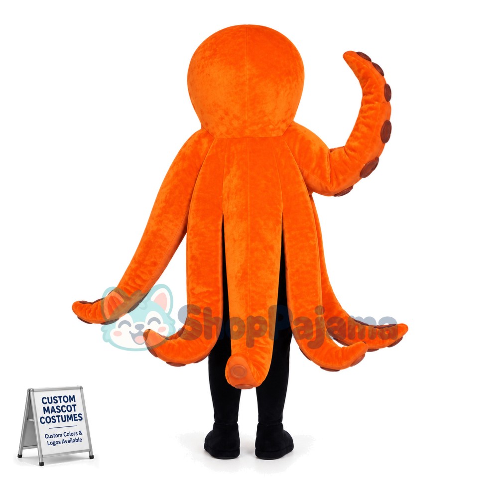 Adult Size Cartoon Orange Octopus Mascot Costume