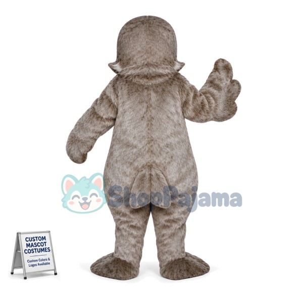 Sleepy Grey Walrus Long Fur Mascot Costume 