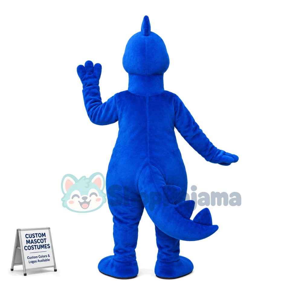 Sleepy Blue Dinosaur Mascot Costume	