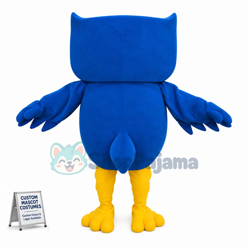 Adult Cartoon Blue Owl Mascot Costume 