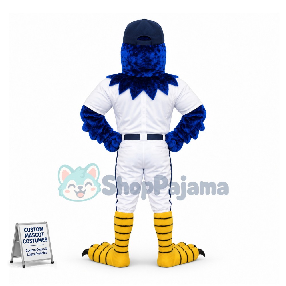 Baseball Blue Hawk Mascot Costume 