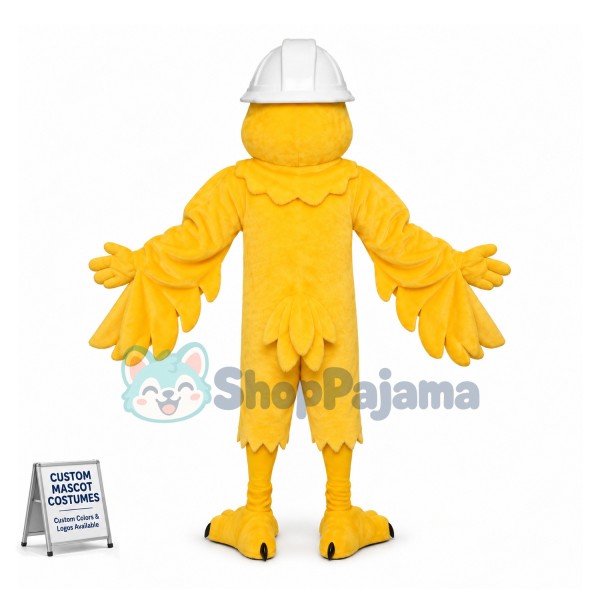 Canary Wearing Hard Hat Mascot Costume 