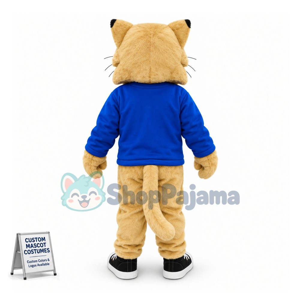 College Beige Bobcat Mascot Costume 