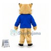 College Beige Bobcat Mascot Costume 