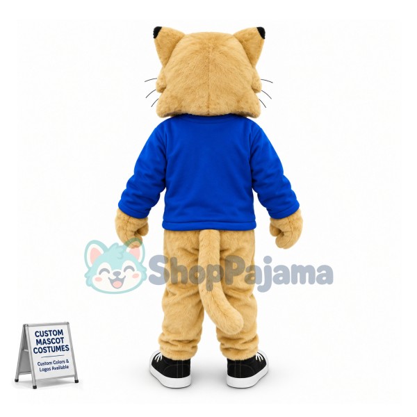 College Beige Bobcat Mascot Costume 