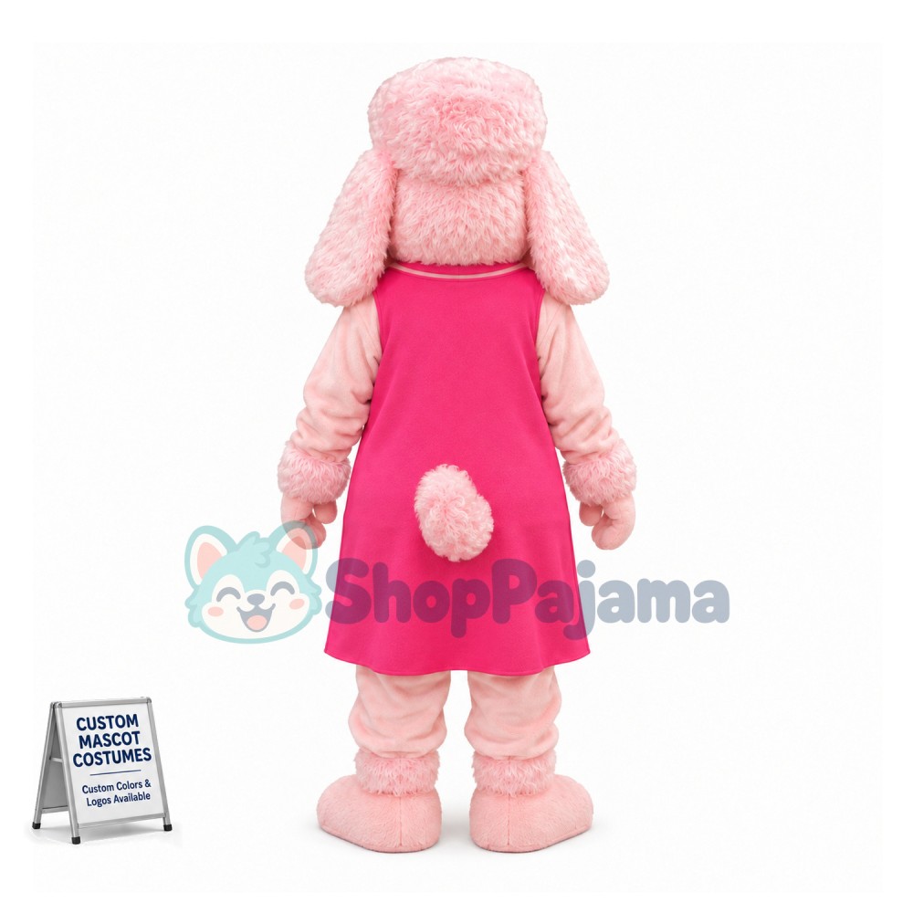 Pink Poodle In Pink Dress Mascot Costume 