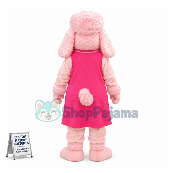 Pink Poodle In Pink Dress Mascot Costume 