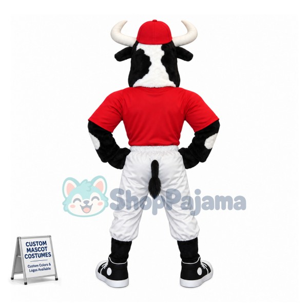 Baseball Holstein Bull Mascot Costume 