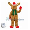 Xmas Red Nosed Reindeer With Golden Antlers Mascot Costume 