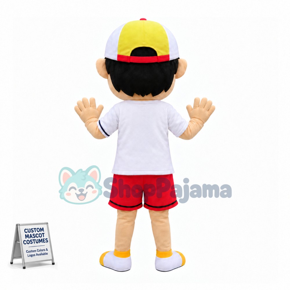 Winking Boy Mascot Cartoon Costume
