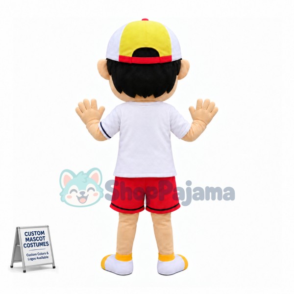 Winking Boy Mascot Cartoon Costume