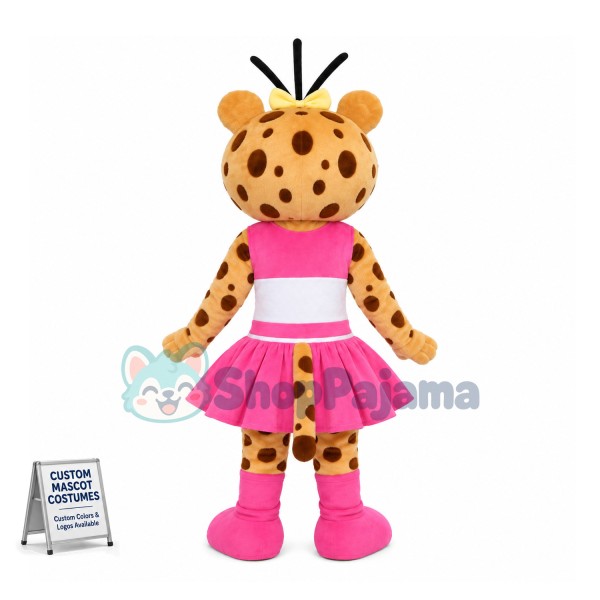 Lovely Cheerleader Leopard Mascot Costume 
