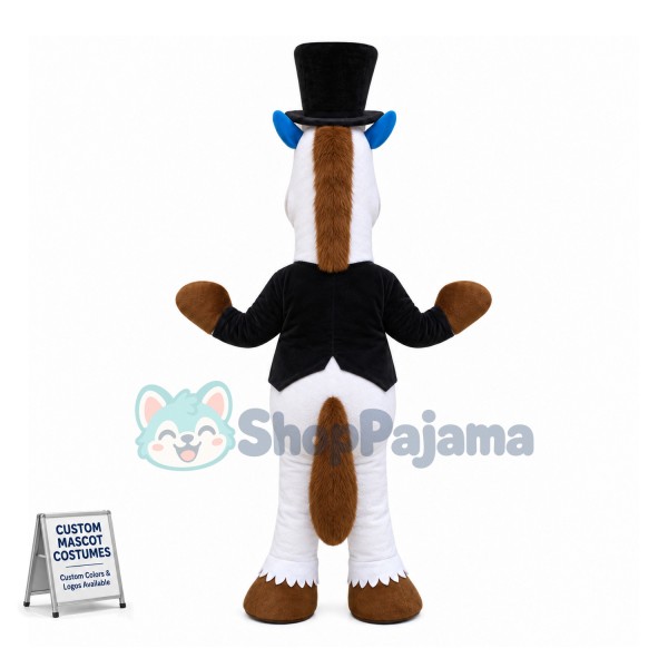 Gentleman White Hippopotamus Mascot Costume 