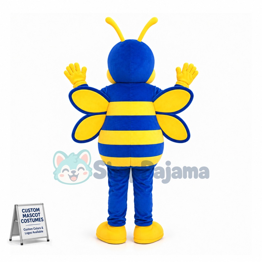 Elementary School Blue Honey Bee Mascot Costume 