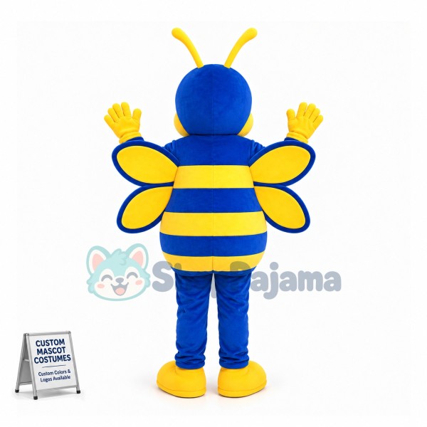 Elementary School Blue Honey Bee Mascot Costume 