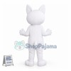 Innocent Frowning White Cat Mascot Costume 