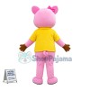 Cute Pink Pig Girl With Hamburger Mascot Costume 