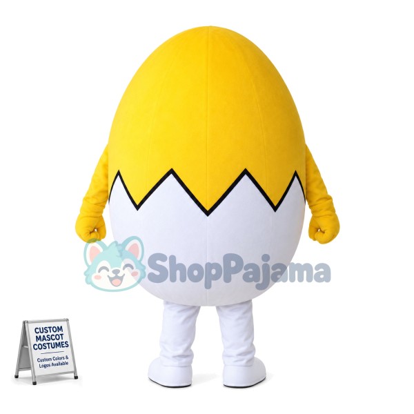 Huge Egg With Cracked Half Peeled Brown Shell Mascot Costume For Adult 