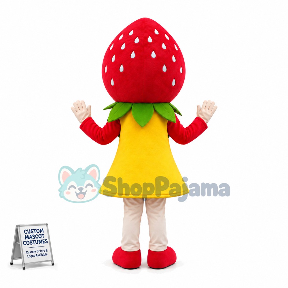 Cute Winking Strawberry Girl Mascot Costume 