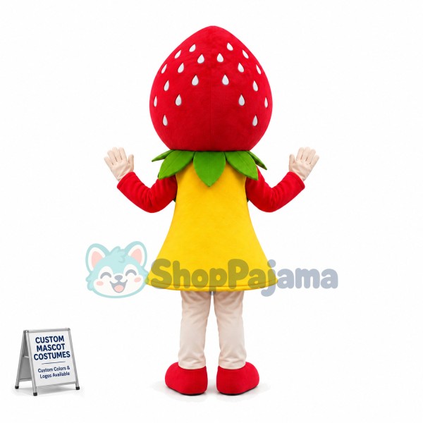 Cute Winking Strawberry Girl Mascot Costume 