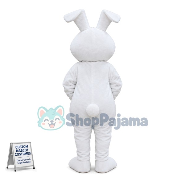 Simple Style White Bunny Mascot Costume 