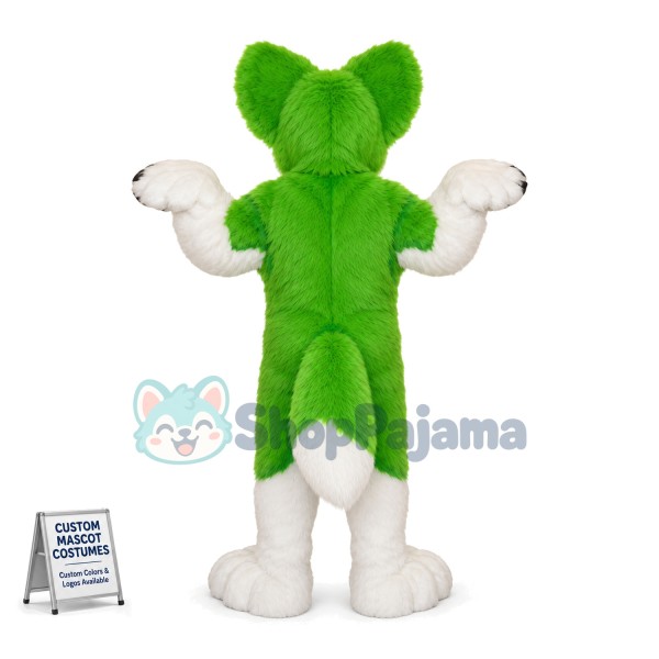 Furry Green Husky Dog Mascot Costume 