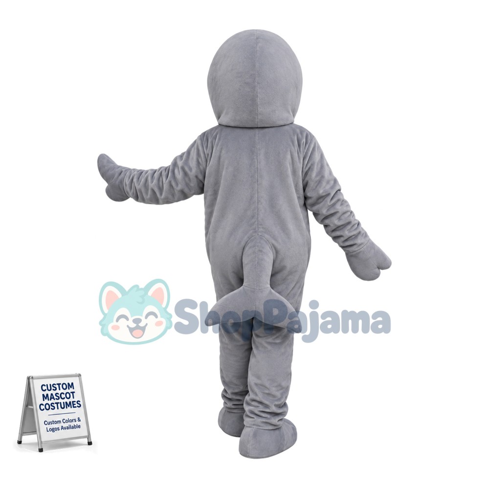 Yelling Grey Dolphin Mascot Costume 