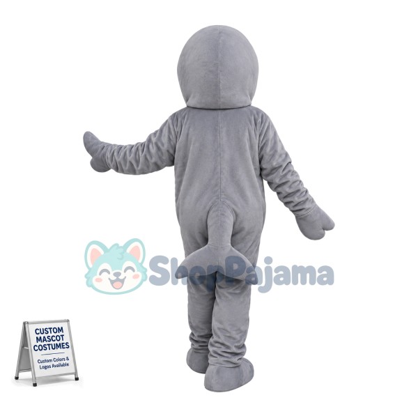 Yelling Grey Dolphin Mascot Costume 