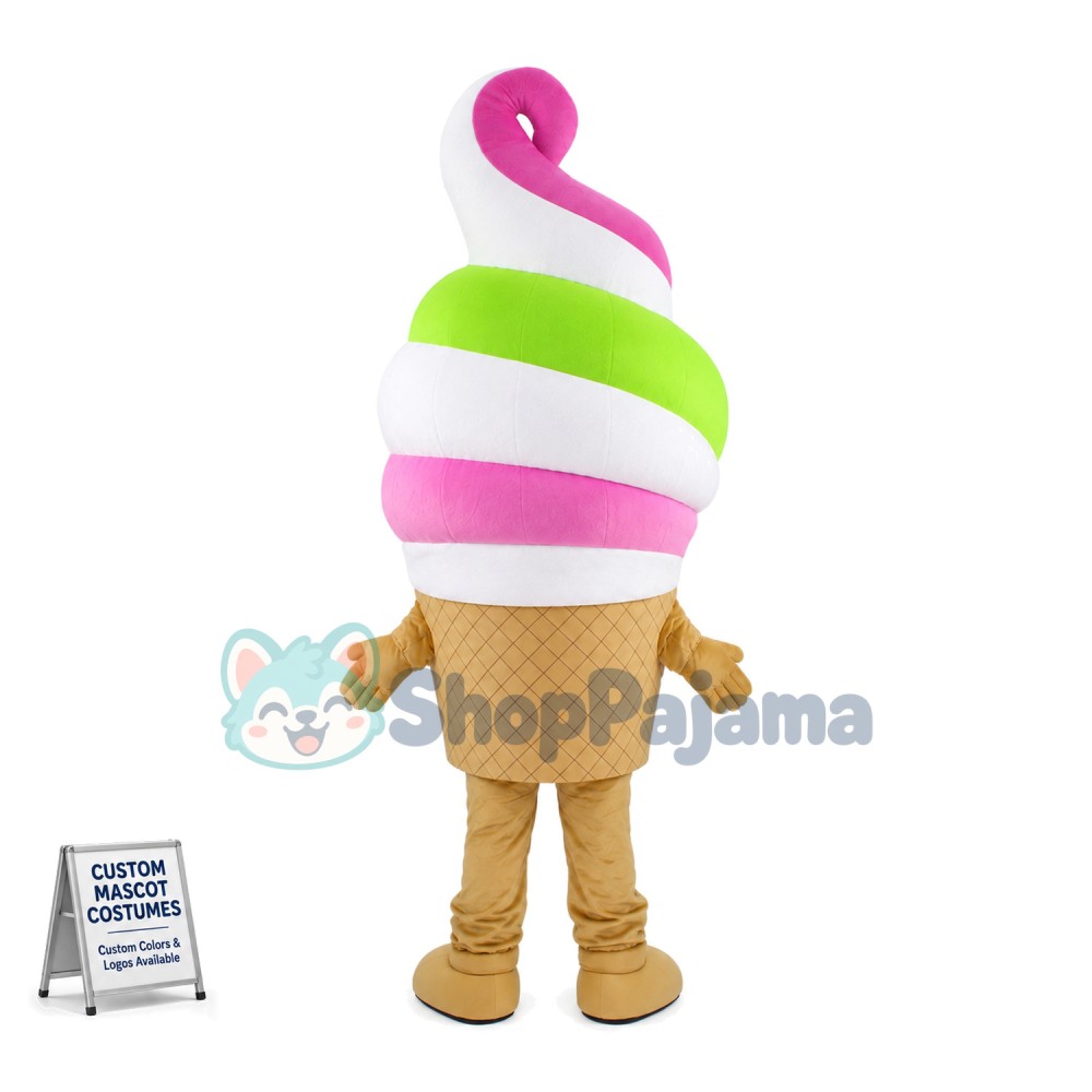 Lightweight Cartoon Rainbow Ice Cream Cone Mascot Costume	