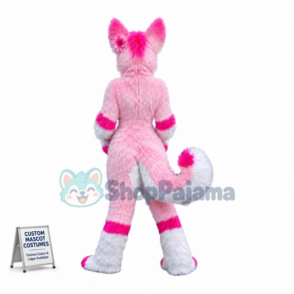 Charming Pink Husky Mascot Costume 