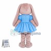 Adult plush Bunny In Blue Dress Mascot Costume 