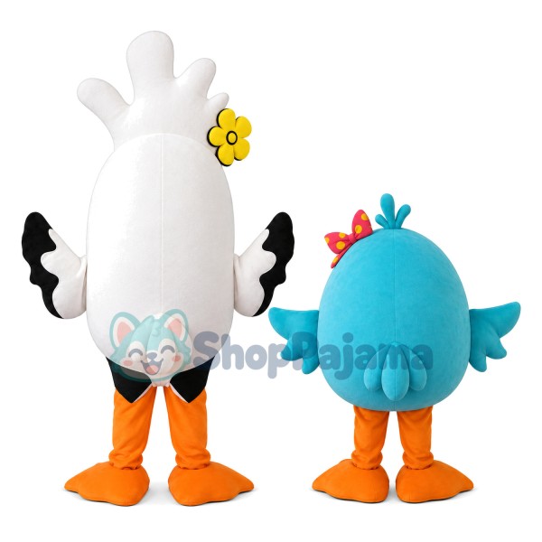 Adult Cartoon White Pigeon & Fat Bluebird Mascot Costume	