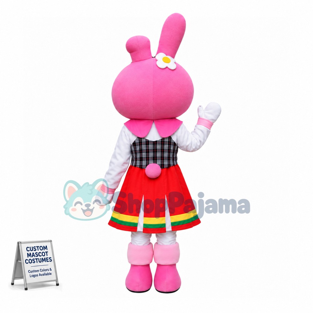 Optimistic My Melody the White Bunny Mascot Costume Cartoon Character	