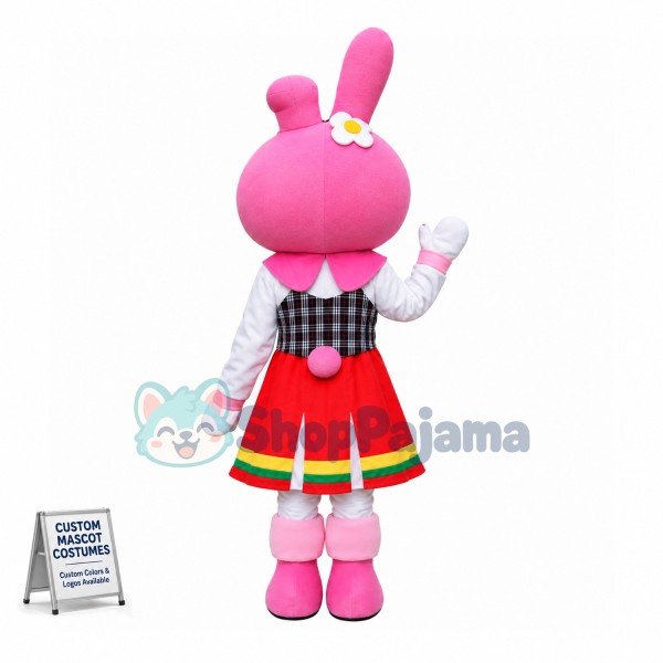 Optimistic My Melody the White Bunny Mascot Costume Cartoon Character	