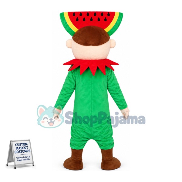 Cute Christmas Elf With Watermelon Headdress Mascot Costume	