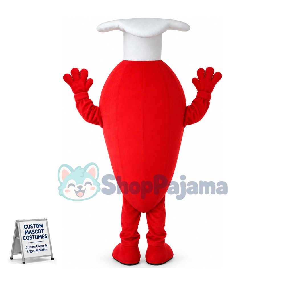Chef Red Chili Pepper Cartoon Mascot Costume 