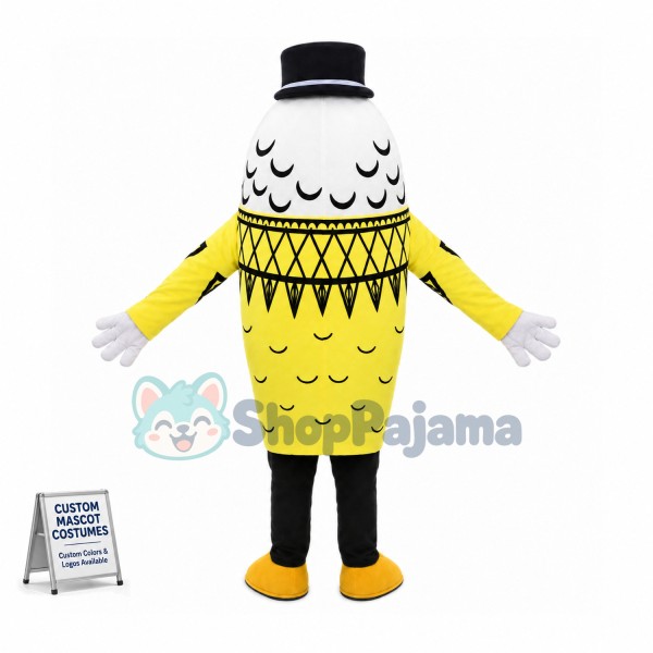 Deluxe Goldfish In Black Hat Walking Mascot Costume 