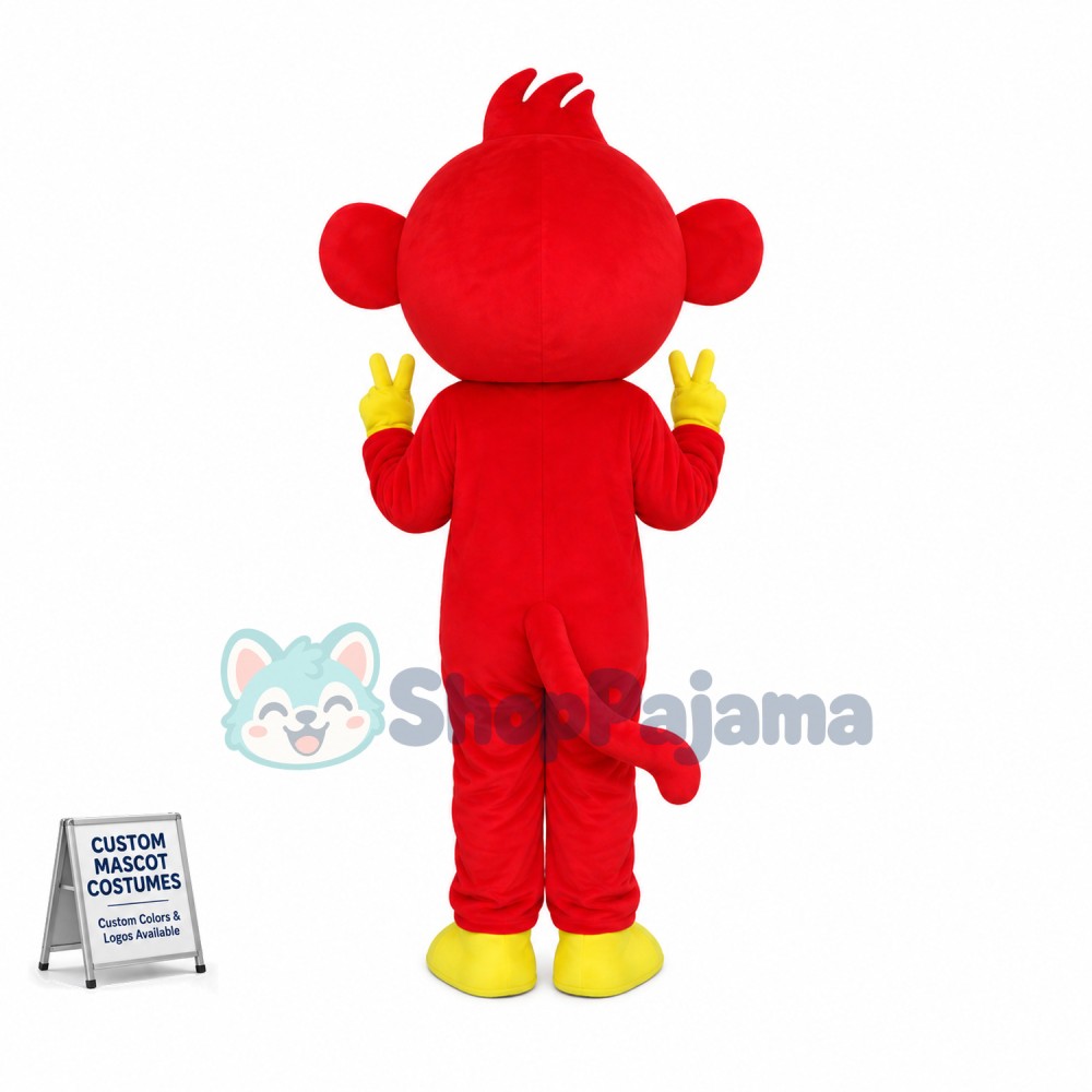 Adult Cartoon Red Monkey Mascot Costume 