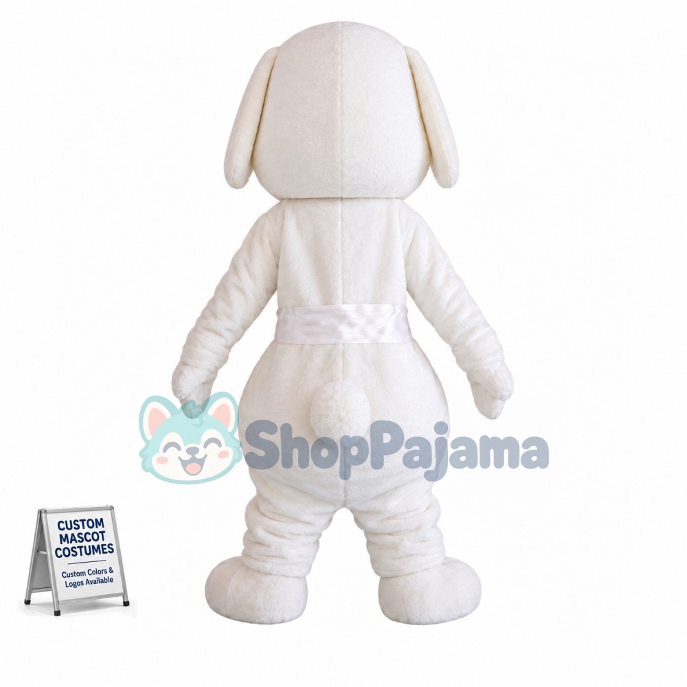 Adult Cartoon White Dog With Blue Nose Mascot Costume