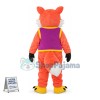 Smiling Orange Fox In Purple Vest Mascot Costume	